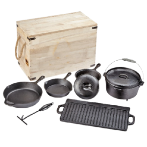 9 Piece Cast Iron Camping Cookware Set